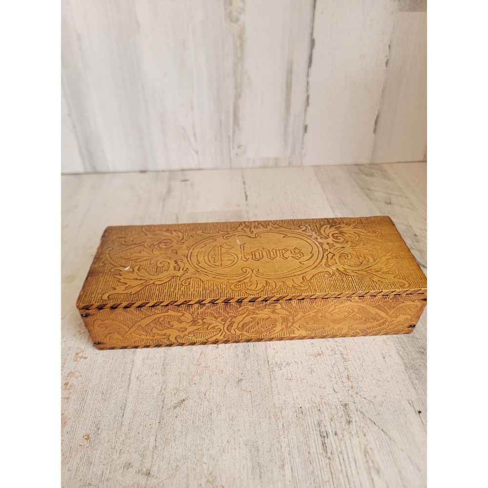 Vintage decorative gloves box hinged wizard carved design‎ unique home